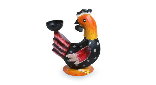 Homely Hen Multicolor Metal Tealight Holder (Black & Yellow) by Urban Ladder - Cross View Design 1 - 572866