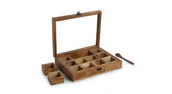 Medley of Masalas Brown Solid Wood Spice Box (Light Brown) by Urban Ladder - Cross View Design 1 - 572955
