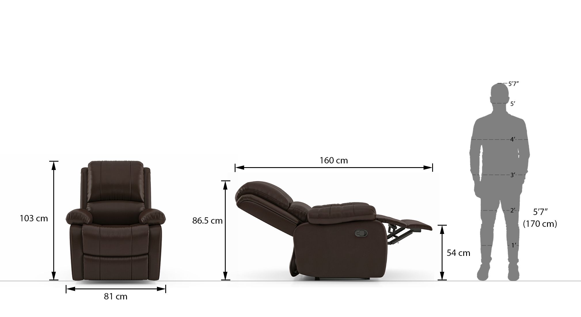 Lebowski 1 seater recliner   espresso brown 11