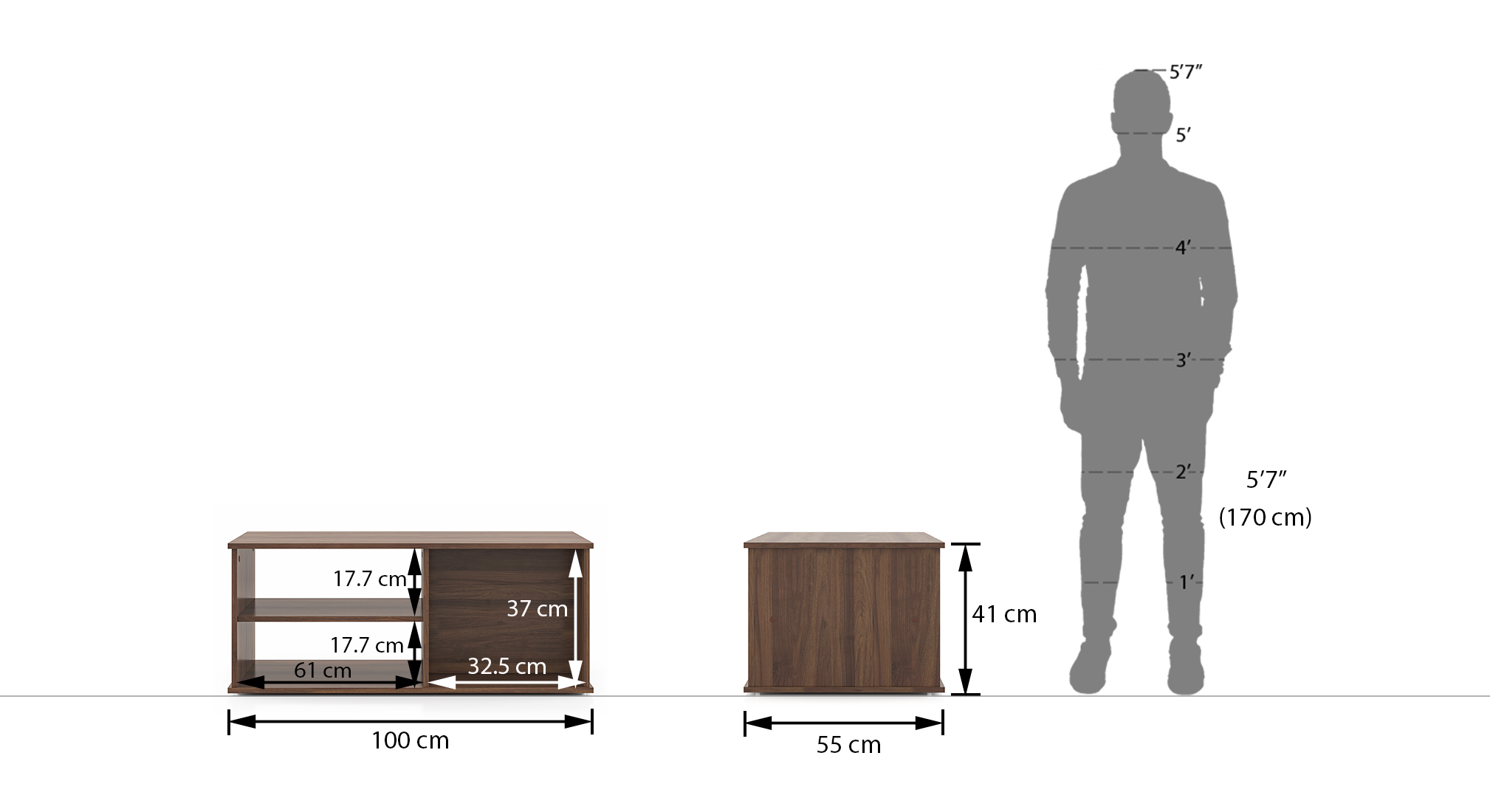 Liam rectangular engineered wood coffee table classic walnut 6