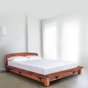 King Size Bed Design Curve Solid Wood King Size Bed in Honey Finish