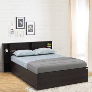 Queen Size Bed Design Drift Engineered Wood Queen Size Box Storage Bed in Brown Finish