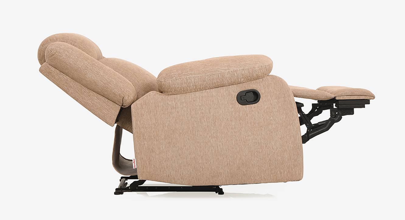 Avalon Fabric One Seater Manual Recliner in Brown Colour Urban Ladder