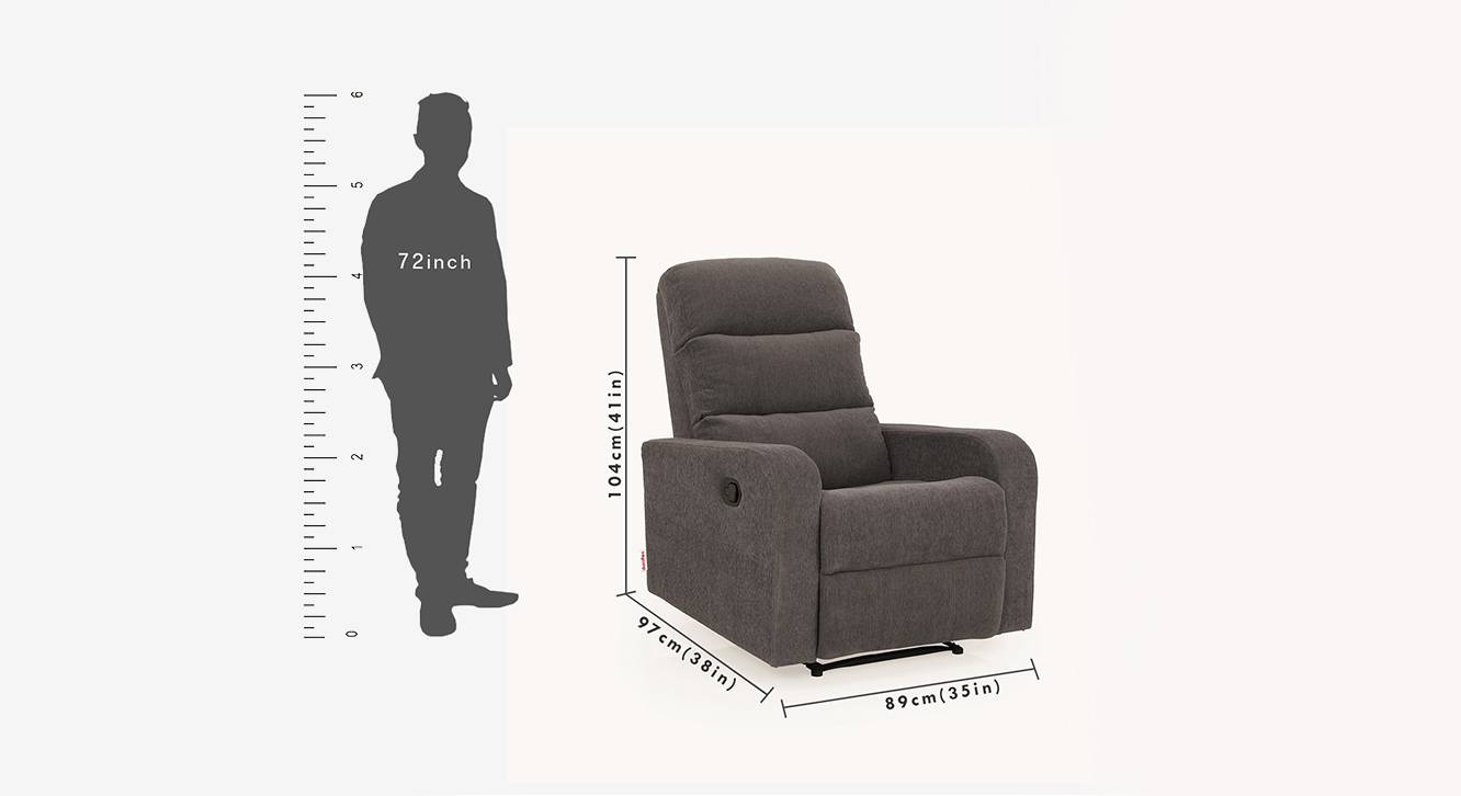 Elysian fabric 1 seater manual recliner in grey colour 7