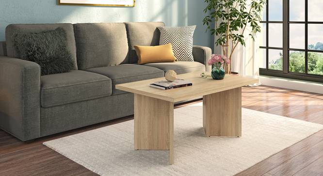 Awdry Rectangular Engineered Wood Coffee Table (Sonoma Oak Finish) by Urban Ladder - Front View Design 1 - 574818