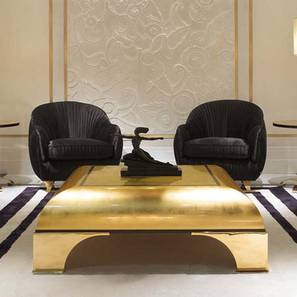 expressionist by mohanbir Square Solid Wood Coffee Table in Gold Finish-picture-25
