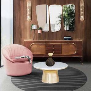 expressionist by mohanbir Round Solid Wood Coffee Table in Gold Finish-picture-20