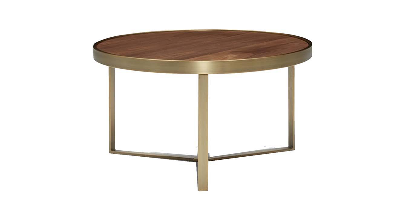 Round Engineered Wood Coffee Table in Walnut Finish Urban Ladder