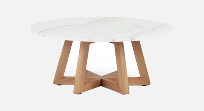 Hormi Round Solid Wood Coffee Table (White Stone Finish) by Urban Ladder - Front View Design 1 - 574949