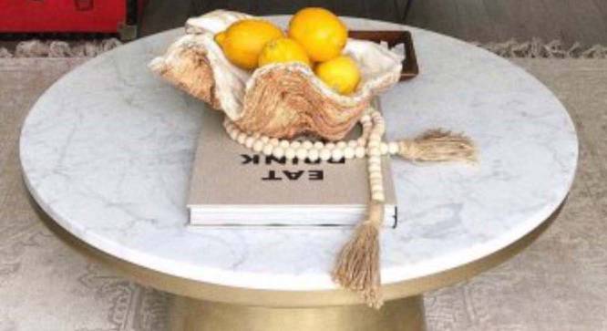 Russel Round Solid Wood Coffee Table (Gold Finish) by Urban Ladder - Front View Design 1 - 574952