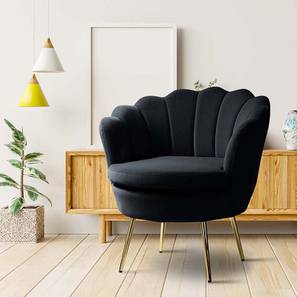 Sofas And Recliners In Uran Design Melta Fabric Accent Chair in Black Colour