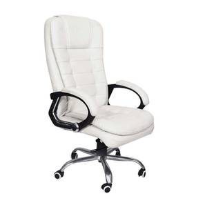 Study Chair Design Snowing Swivel Leatherette Office Chair (White)