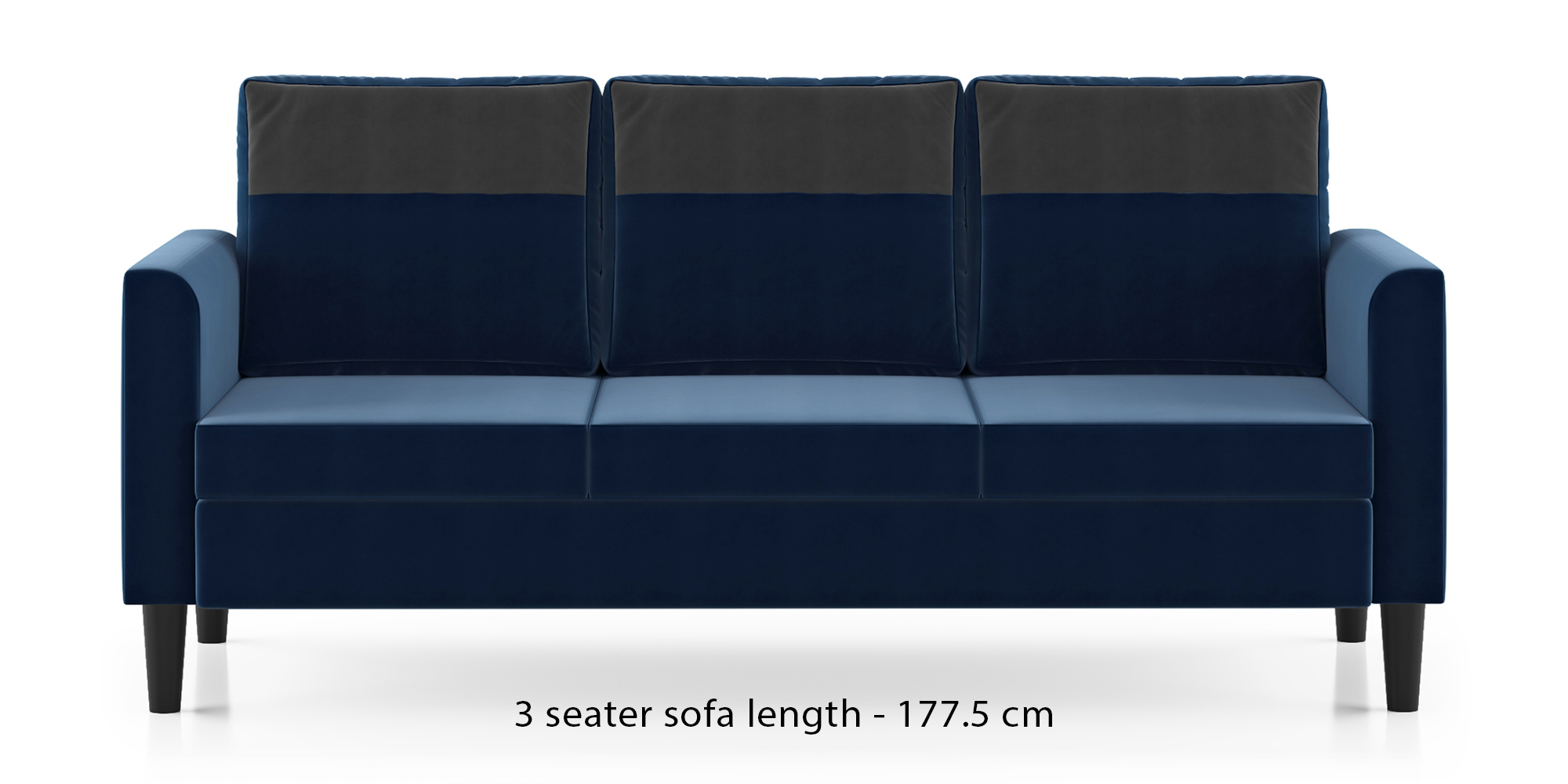Hugo Fabric Sofa (Marine Blue) (3-seater Custom Set - Sofas, None Standard Set - Sofas, Fabric Sofa Material, Regular Sofa Size, Regular Sofa Type, Marine Blue) by Urban Ladder - - 575224
