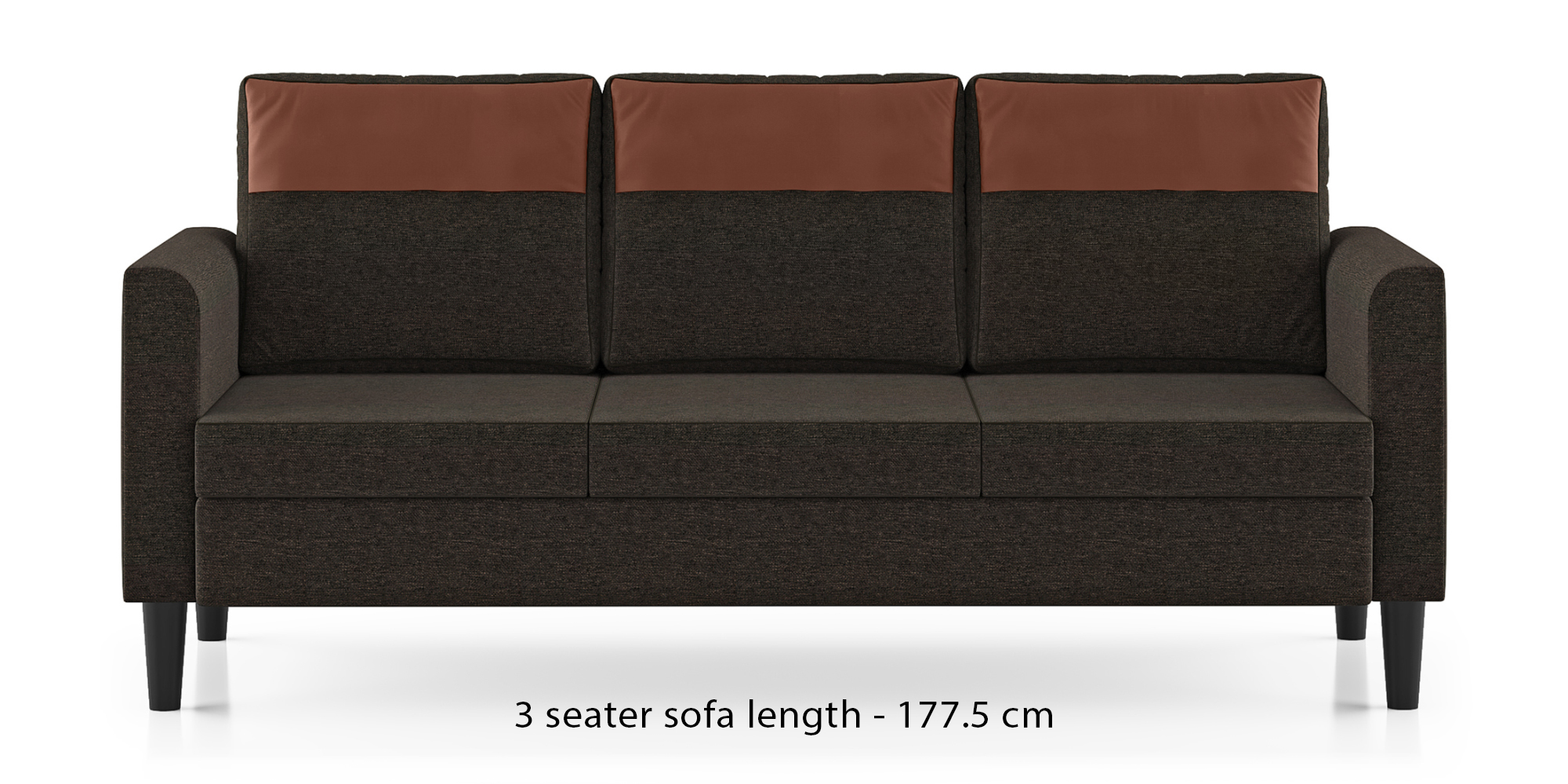 Hugo Fabric Sofa (Cedar Brown) (3-seater Custom Set - Sofas, None Standard Set - Sofas, Fabric Sofa Material, Regular Sofa Size, Regular Sofa Type, Cedar Brown) by Urban Ladder - - 575241