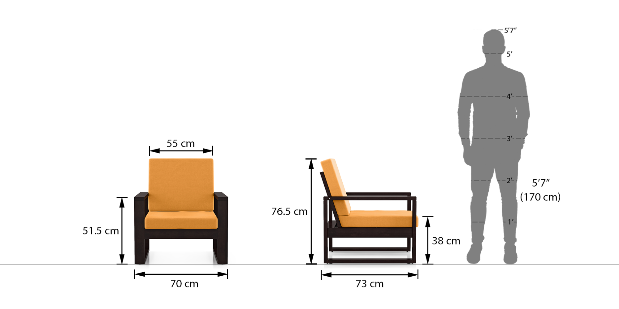 Eileen Wooden Sofa (Harvest Yellow) Urban Ladder