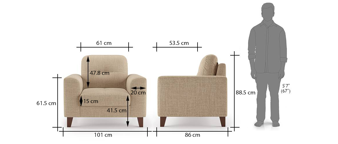 Standard Size Of One Seater Sofa Baci Living Room
