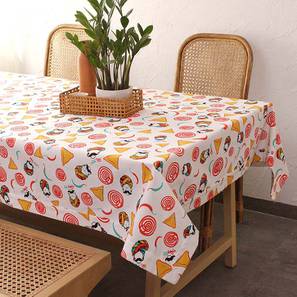 Home Decor In Bangalore Design Ornella Multicolor Cotton 59 x 108 Inches Table Cover (Orange)