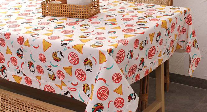 Ornella Multicolor Cotton 59 x 108 Inches Table Cover (Orange) by Urban Ladder - Cross View Design 1 - 576813