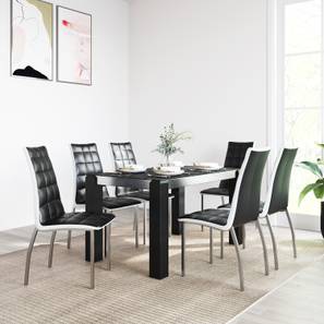 Fortica 6 seater dining set black  white marble lp