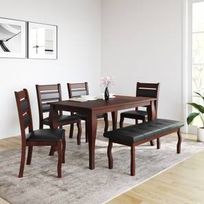 All 6 Seater Dining Table Sets Design Larissa Solid Wood 6 Seater Dining Table with Set of 4 Chairs in Matte Finish
