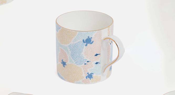 Coral Reef Multicoloured fine china 320ml Mug (White & Blue) by Urban Ladder - Front View Design 1 - 577473