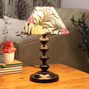 Tall End Tables Design Dianne Printed Cotton Shade Table Lamp With Metal Base (Floral Print)