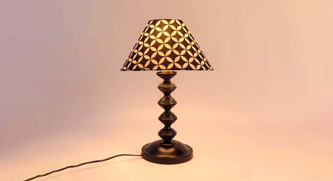 Catherine Printed Cotton Shade Table Lamp With Metal Base (Geometric Black & White  Print) by Urban Ladder - Cross View Design 1 - 578063