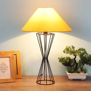 Home Decor In Nadia Design Natalie Solid Cotton Shade Table Lamp With Metal Base (Yellow)