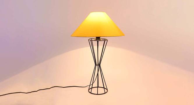 Natalie Solid Cotton Shade Table Lamp With Metal Base (Yellow) by Urban Ladder - Cross View Design 1 - 578171