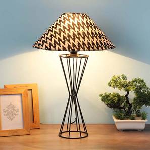 Home Decor In Nadia Design Marlee Printed Cotton Shade Table Lamp With Metal Base (Chevron Print )