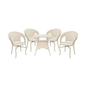 Balcony Sets Design Santa Square Metal Outdoor Table in Off White Colour with set of Chairs