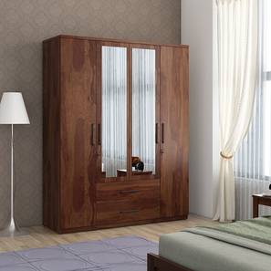Almirah Design Lauren Engineered Wood 4 Door Wardrobe With Mirror in Matte Finish