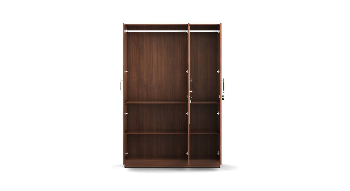 Optima Engineered Wood 3 Door Wardrobe With Mirror in Black Finish