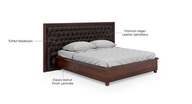 Malcom Engineered Wood King Box Storage Upholstered Bed in Walnut Finish (King Bed Size, Glossy Finish) by Urban Ladder - Cross View Design 1 - 584517
