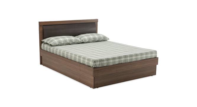 Robinson Engineered Wood Queen Box Storage Upholstered Bed in Walnut Finish (Queen Bed Size, Matte Finish) by Urban Ladder - Front View Design 1 - 584594