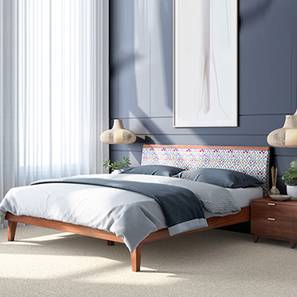 King Size Upholstered Bed Design Garren Solid Wood King Size Upholstered Bed in Matte Finish