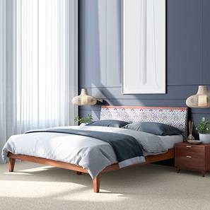 Queen Size Bed Design Garren Solid Wood Queen Size Upholstered Bed in Matte Finish
