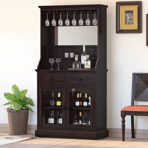 Ul Exclusive Design Riveria Solid Wood Free Standing Bar Cabinet in Mahogany Finish