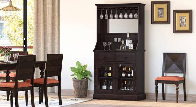 Riveria Solid Wood Bar Cabinet (Mahogany Finish) by Urban Ladder - Front View Design 1 - 587297