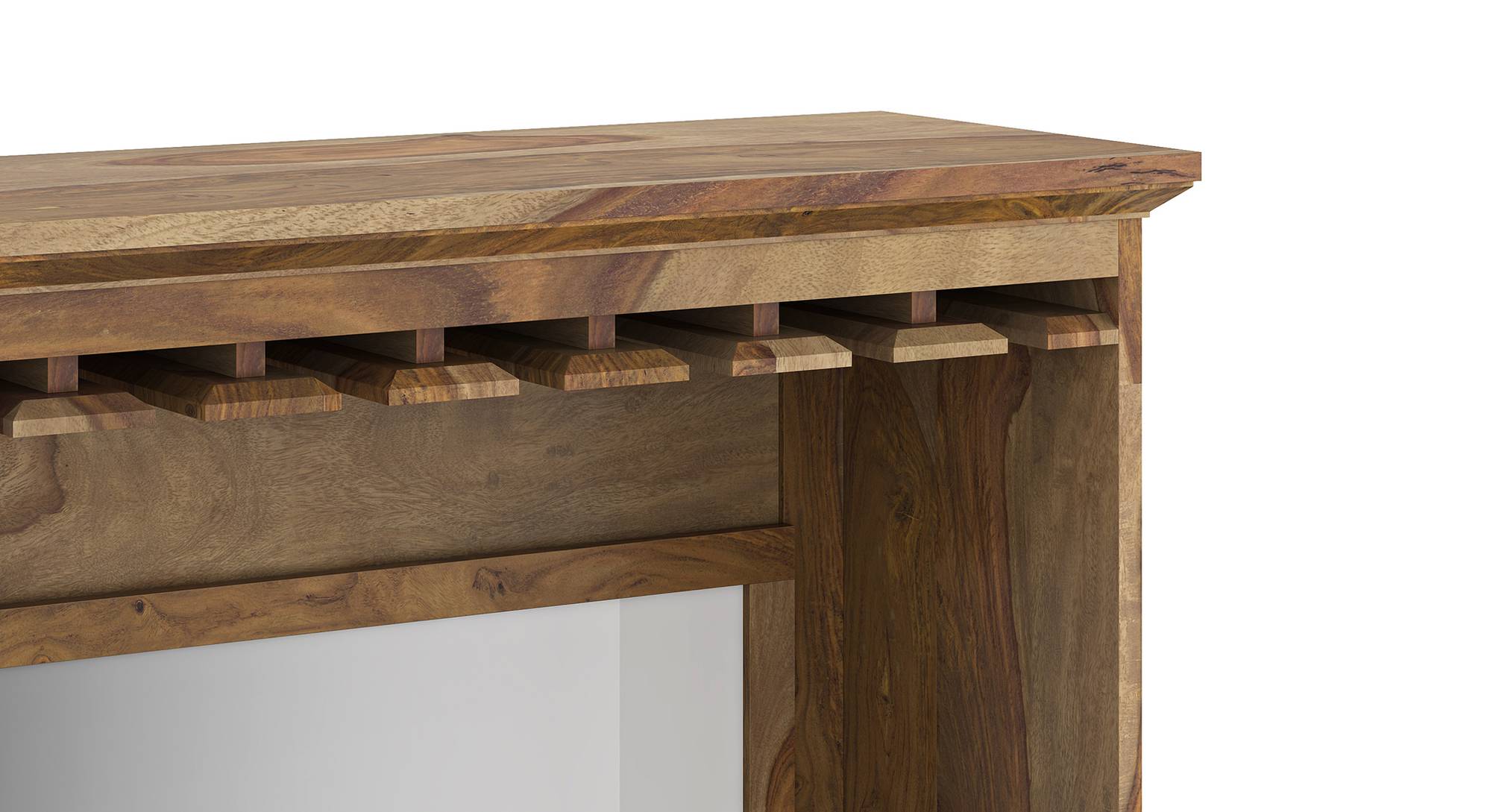 Riveria Solid Wood Free Standing Bar in Honey Oak Finish Urban Ladder