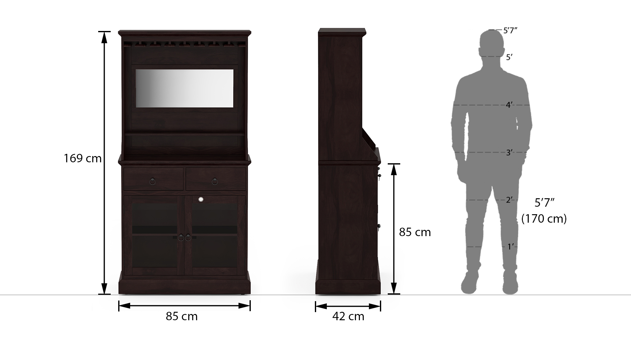 Riveria solid wood bar cabinet mahogany 8