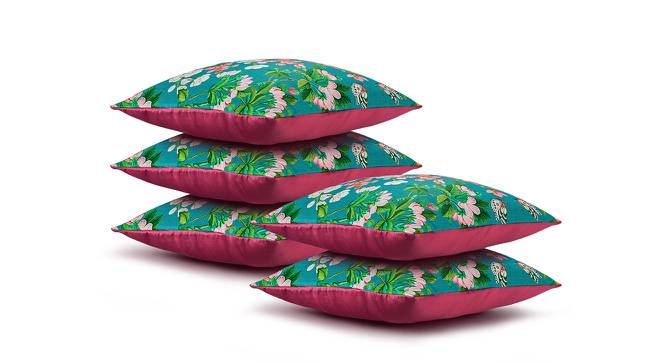 Nancy Green Floral 16 x 16 Inches Polyester Cushion Cover Set of 5 (Green) by Urban Ladder - Front View Design 1 - 587650