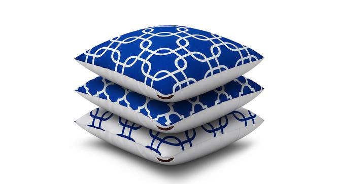 Otis Blue Geometric 16 x 16 Inches Polyester Cushion Cover Set of 3 (Blue) by Urban Ladder - Cross View Design 1 - 587822