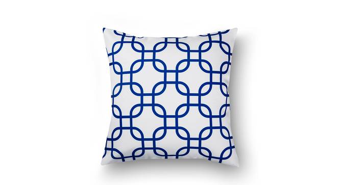 Otis Blue Geometric 16 x 16 Inches Polyester Cushion Cover Set of 3 (Blue) by Urban Ladder - Front View Design 1 - 587833