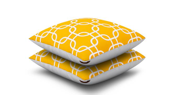 Hermes Yellow Geometric 16 x 16 Inches Polyester Cushion Cover Set of 2 (Yellow) by Urban Ladder - Front View Design 1 - 588407