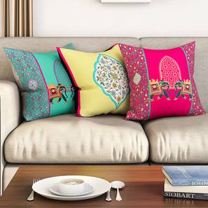 Cushion Cover Design Elaine Green Abstract 16 x 16 Inches Polyester Cushion Cover Set of 3 (Green)