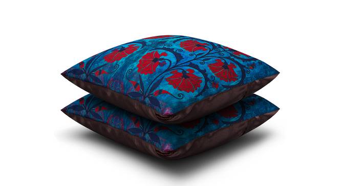 Axle Blue Floral 16 x 16 Inches Polyester Cushion Cover Set of 2 (Blue) by Urban Ladder - Front View Design 1 - 588726