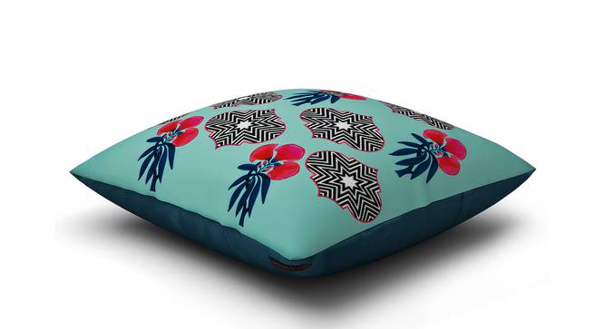 Barclay Blue Floral 16 x 16 Inches Polyester Cushion Cover (Blue) by Urban Ladder - Front View Design 1 - 588798