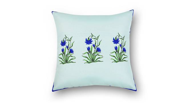Adeline Blue Floral 16 x 16 Inches Polyester Cushion Cover (Blue) by Urban Ladder - Cross View Design 1 - 589047