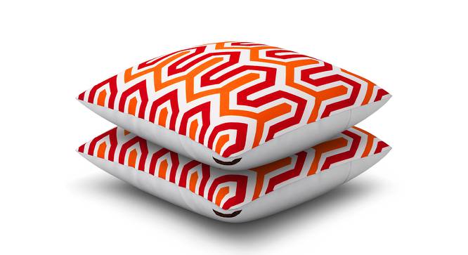 Hailey White Geometric 16 x 16 Inches Polyester Cushion Cover Set of 2 (White) by Urban Ladder - Front View Design 1 - 589054